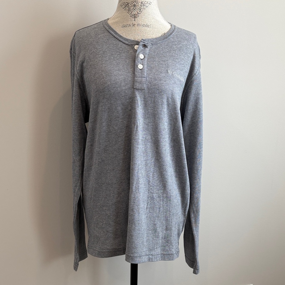 Columbia Heather Gray Long Sleeve Henley